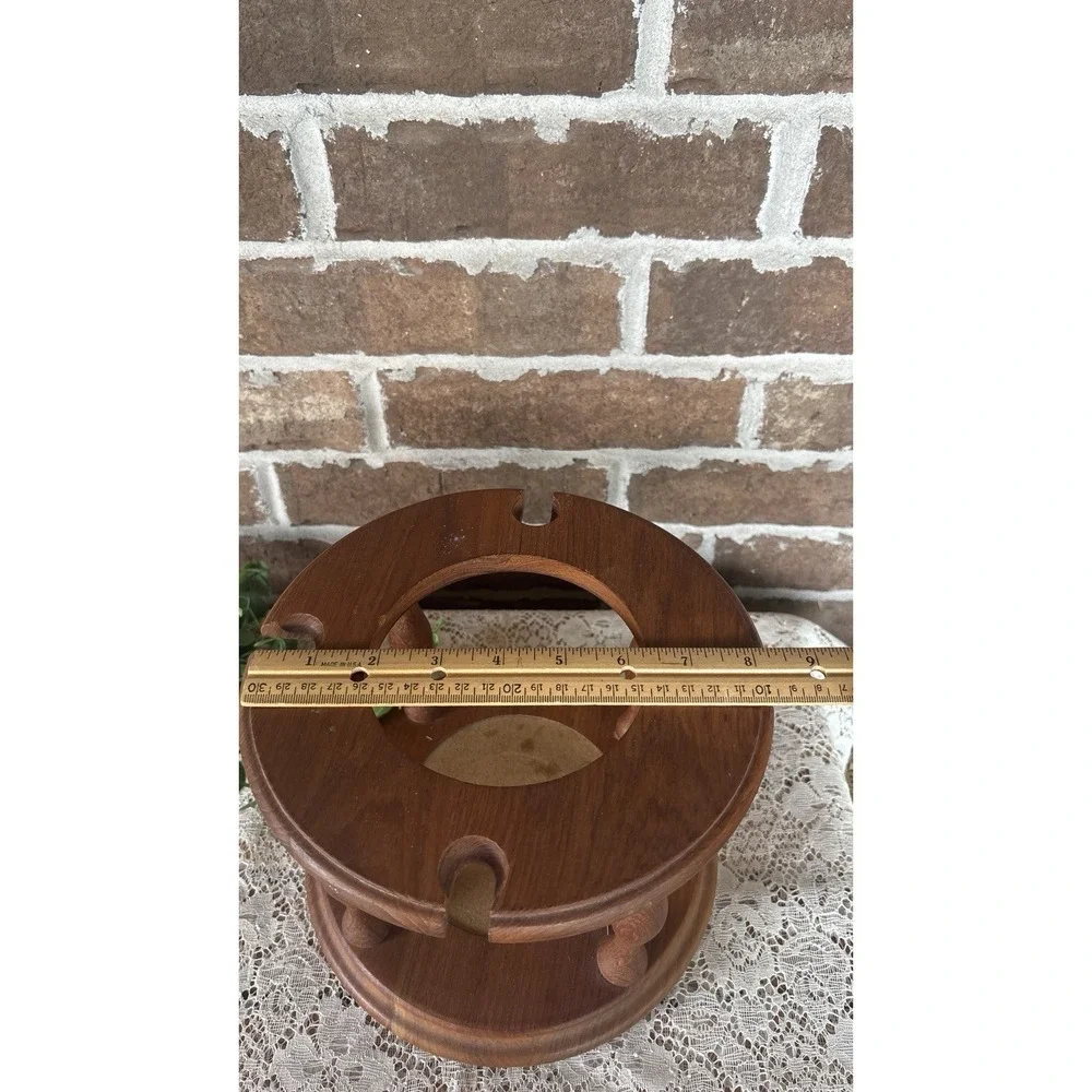 Vintage Goodwood Genuine Teak Wood Wine Bottle Stand Holder & Glass Caddy MCM